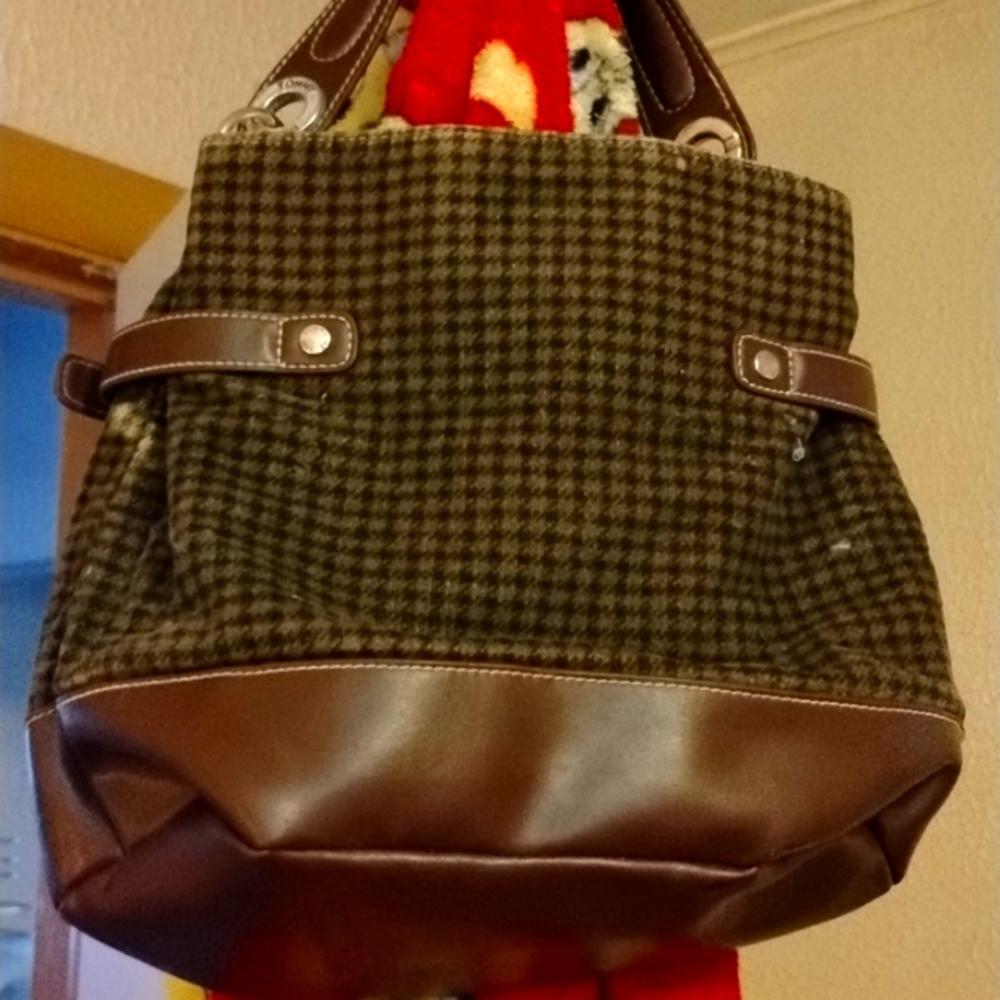 Tommy Hilfiger green and brown wool purse